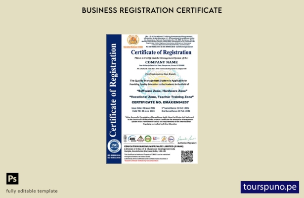 listo para imprimir certificado de registro de India Plantilla de Word y PDF, pl